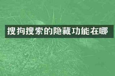 搜狗搜索的隐藏功能在哪