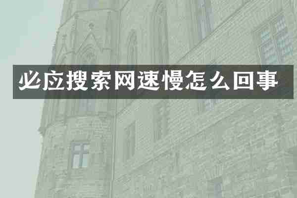必应搜索网速慢怎么回事