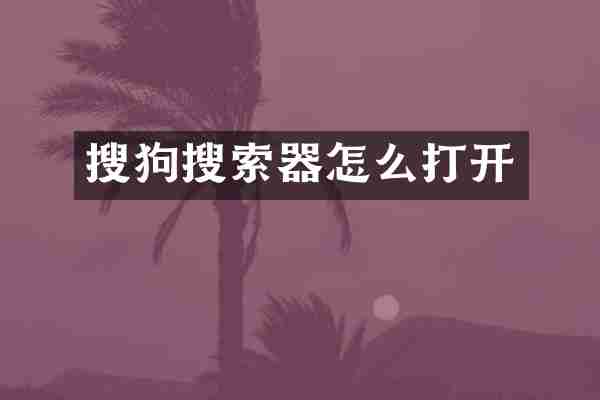 搜狗搜索器怎么打开