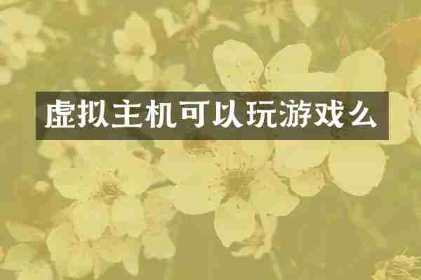 虚拟主机可以玩游戏么