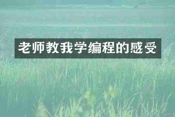 老师教我学编程的感受