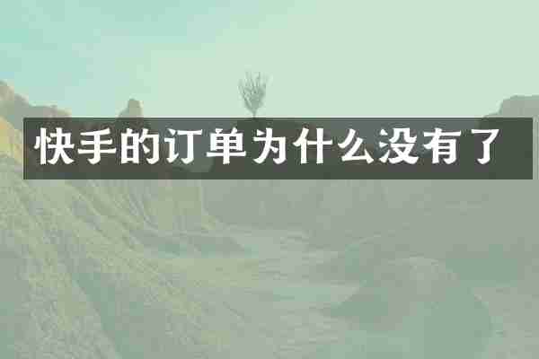 快手的订单为什么没有了