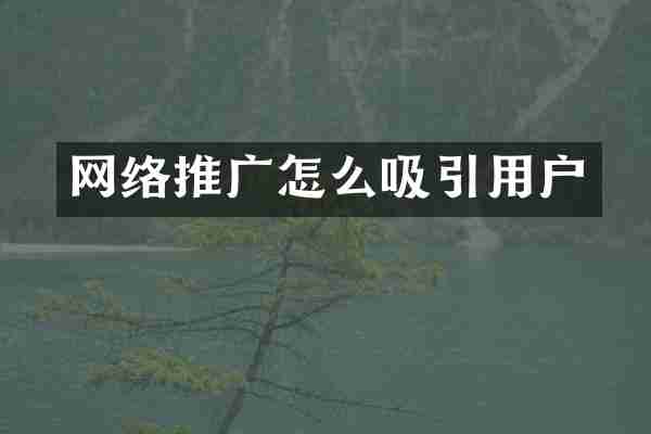 网络推广怎么吸引用户