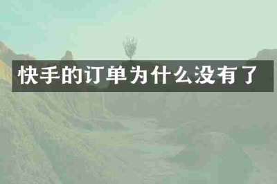 快手的订单为什么没有了