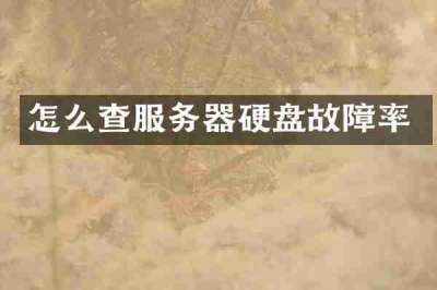 怎么查服务器硬盘故障率
