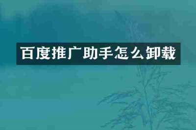 百度推广助手怎么卸载