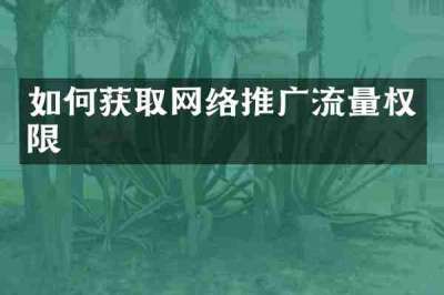 如何获取网络推广流量权限