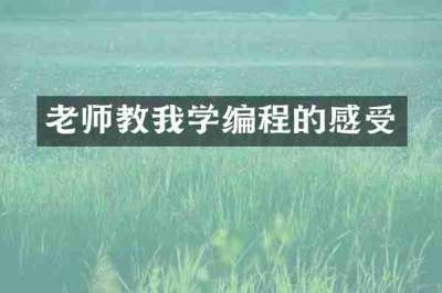老师教我学编程的感受