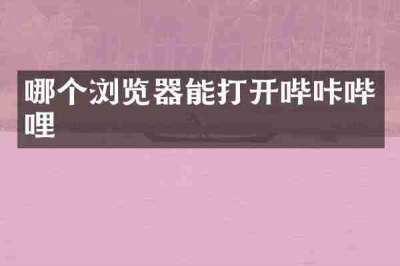 哪个浏览器能打开哔咔哔哩