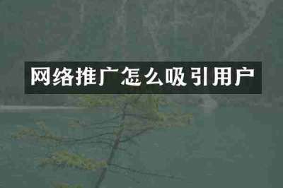 网络推广怎么吸引用户