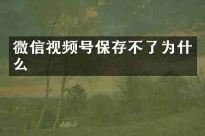微信视频号保存不了为什么