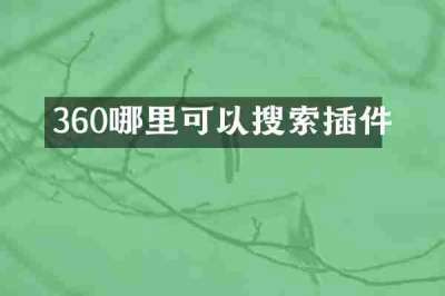 360哪里可以搜索插件