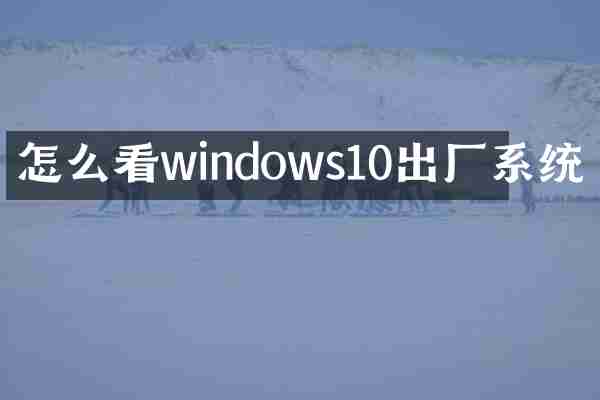 怎么看windows10出厂系统