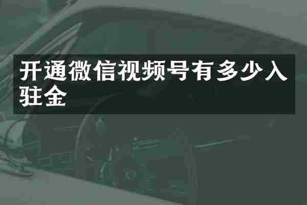 开通微信视频号有多少入驻金