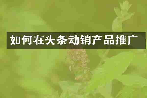 如何在头条动销产品推广