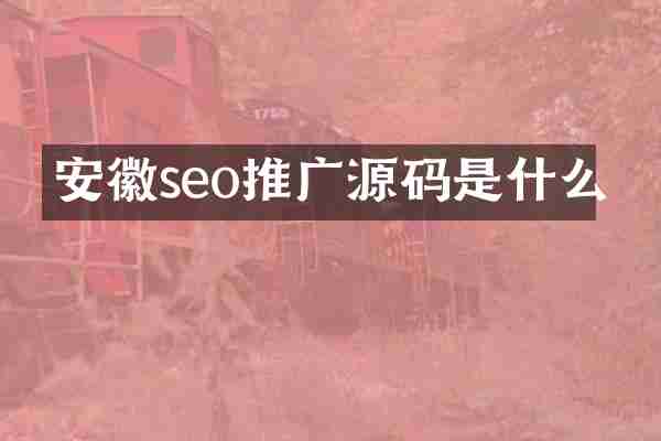 安徽seo推广源码是什么