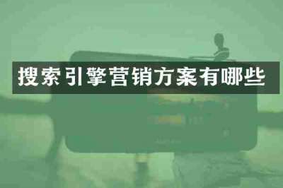 搜索引擎营销方案有哪些