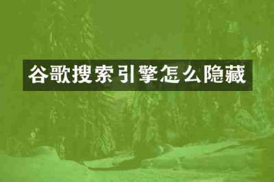 谷歌搜索引擎怎么隐藏