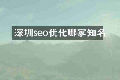 深圳seo优化哪家知名