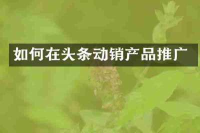 如何在头条动销产品推广