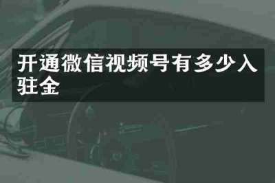 开通微信视频号有多少入驻金