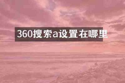 360搜索a设置在哪里