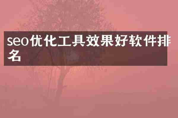seo优化工具效果好软件排名