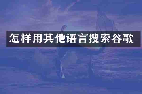 怎样用其他语言搜索谷歌