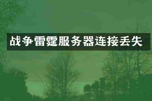 战争雷霆服务器连接丢失