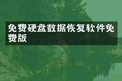 免费硬盘数据恢复软件免费版