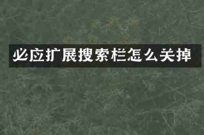 必应扩展搜索栏怎么关掉