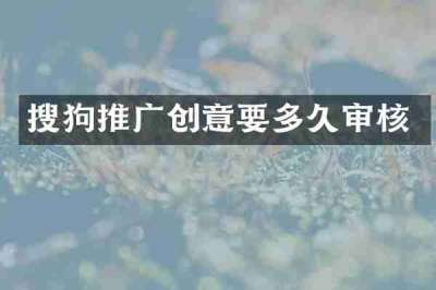 搜狗推广创意要多久审核