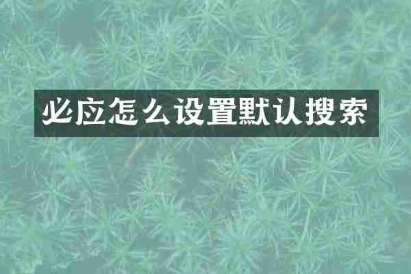 必应怎么设置默认搜索