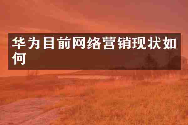 华为目前网络营销现状如何