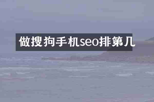 做搜狗手机seo排第几