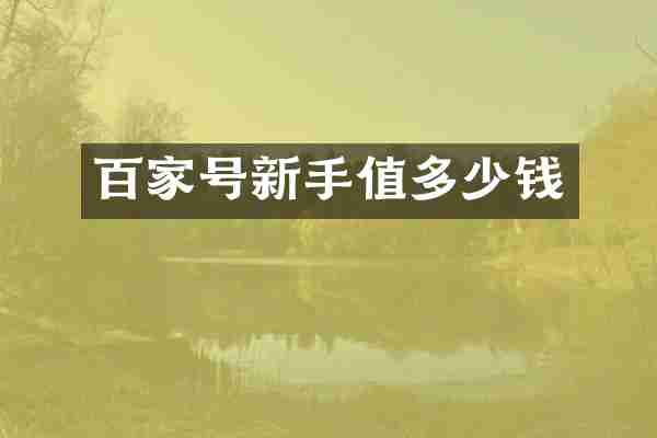 百家号新手值多少钱