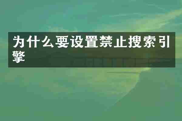 为什么要设置禁止搜索引擎