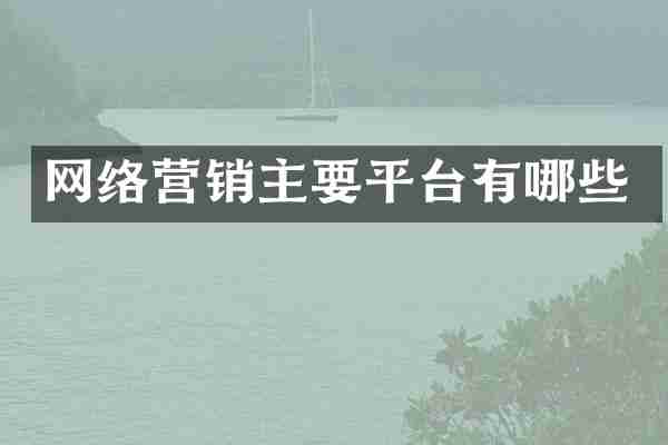 网络营销主要平台有哪些