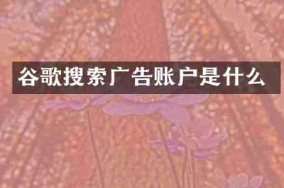 谷歌搜索广告账户是什么