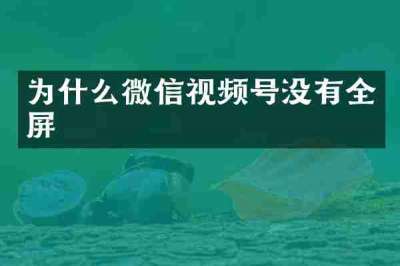为什么微信视频号没有全屏