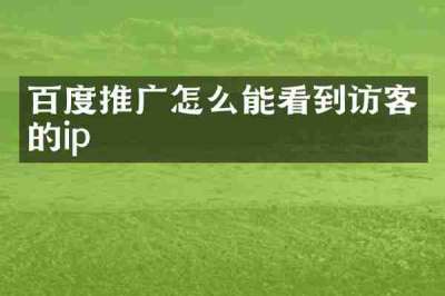 百度推广怎么能看到访客的ip