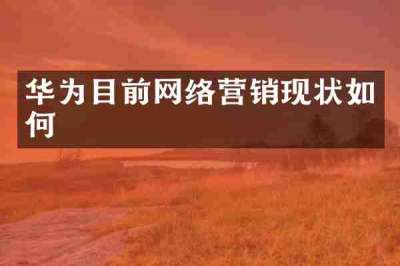 华为目前网络营销现状如何