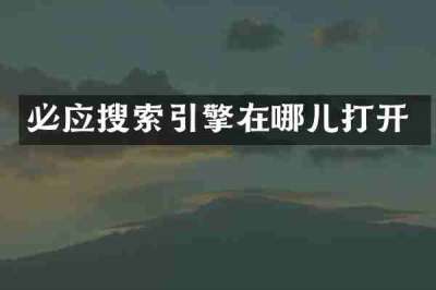 必应搜索引擎在哪儿打开