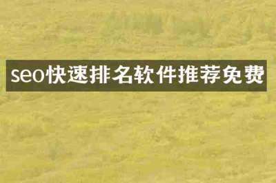 seo快速排名软件推荐免费