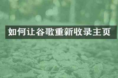 如何让谷歌重新收录主页