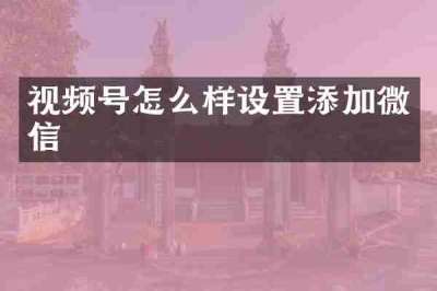 视频号怎么样设置添加微信