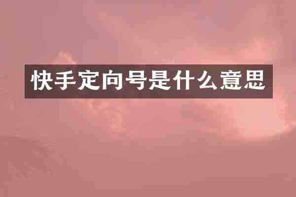 快手定向号是什么意思