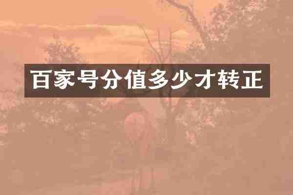 百家号分值多少才转正