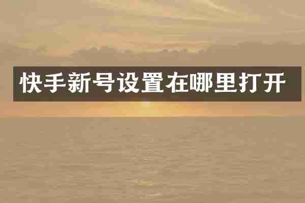 快手新号设置在哪里打开