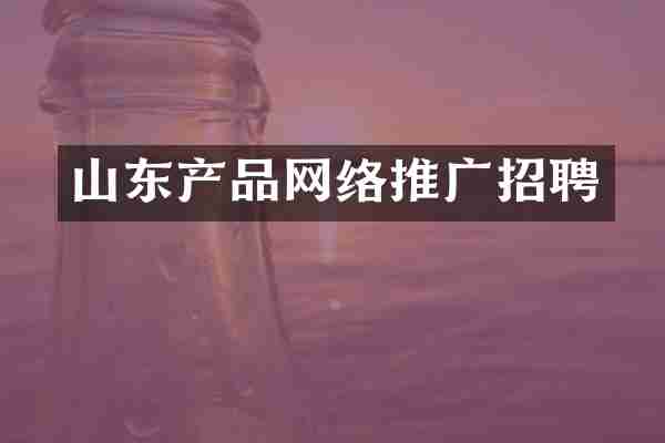山东产品网络推广招聘